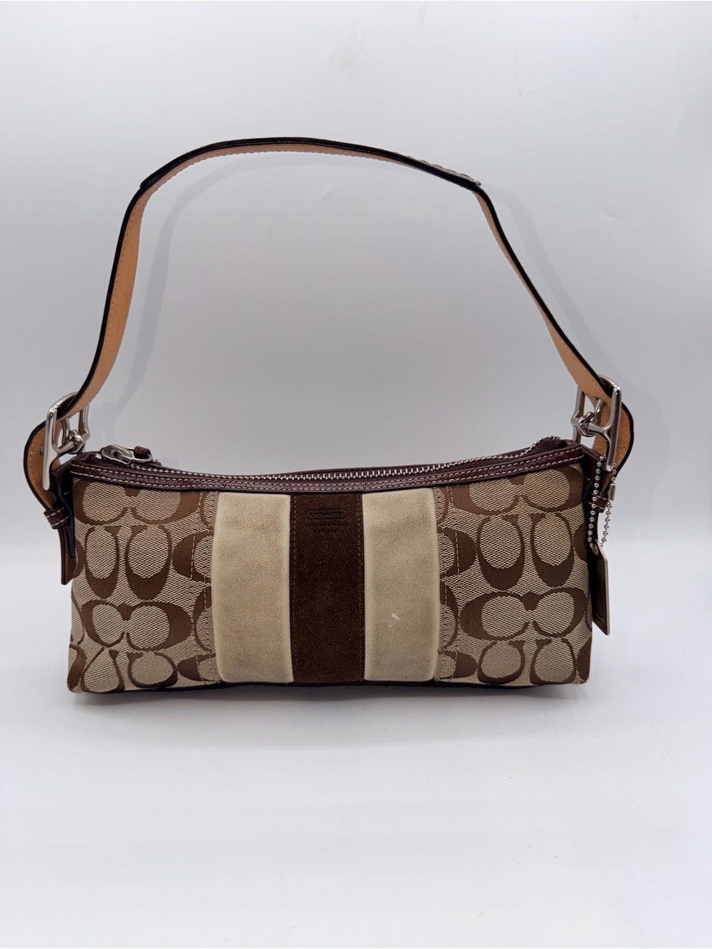 Y2K Coach Signature Stripe Baguette Bag